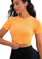 TrainTech Cropped Round Neck Active Top - FleekGoddess