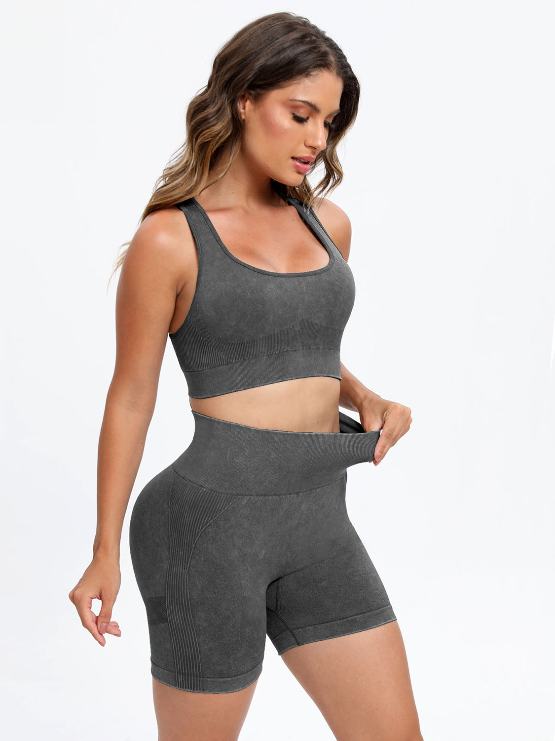 TrainTech Scoop Neck Wide Strap Top and Shorts Active Set - FleekGoddess