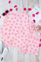 FleekGoddess Heart Round Neck Top and Shorts Lounge Set - FleekGoddess