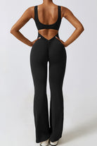 YogaFlex Cutout Ruched Bootcut Sleeveless Active Jumpsuit - FleekGoddess