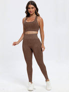 TrainTech Scoop Neck Wide Strap Top and Pants Active Set - FleekGoddess