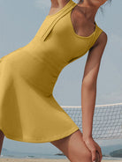 FleekGoddess V-Neck Wide Strap Active Dress with Unitard Liner - FleekGoddess