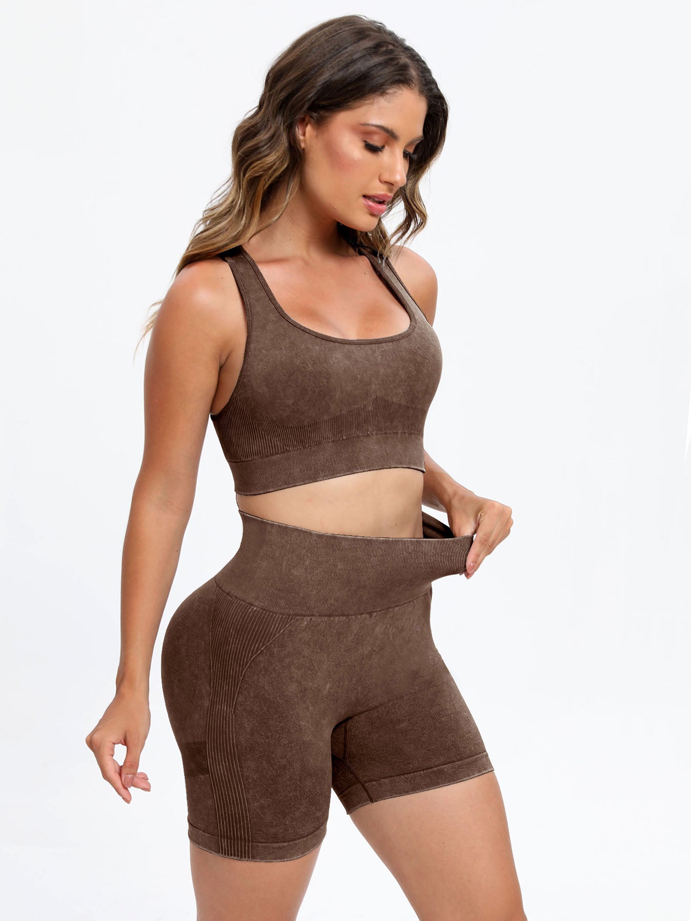 TrainTech Scoop Neck Wide Strap Top and Shorts Active Set - FleekGoddess