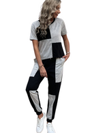 FleeceFlex Color Block Sleeve Tee and Joggers Set - FleekGoddess