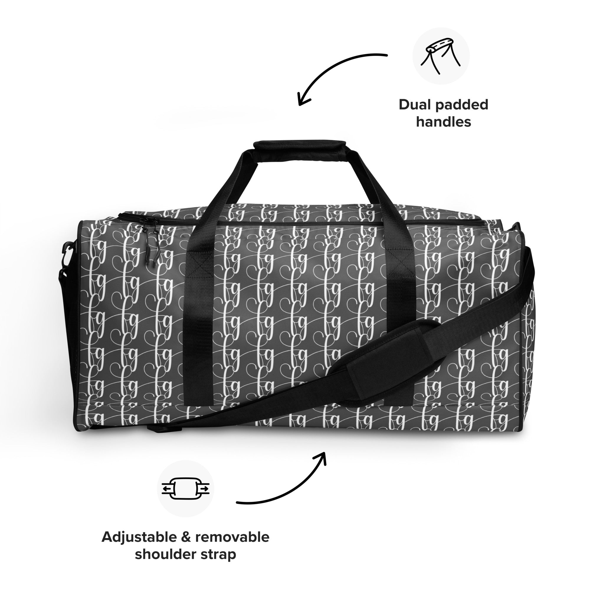 Gray / White FG Blocked Duffle bag - FleekGoddess