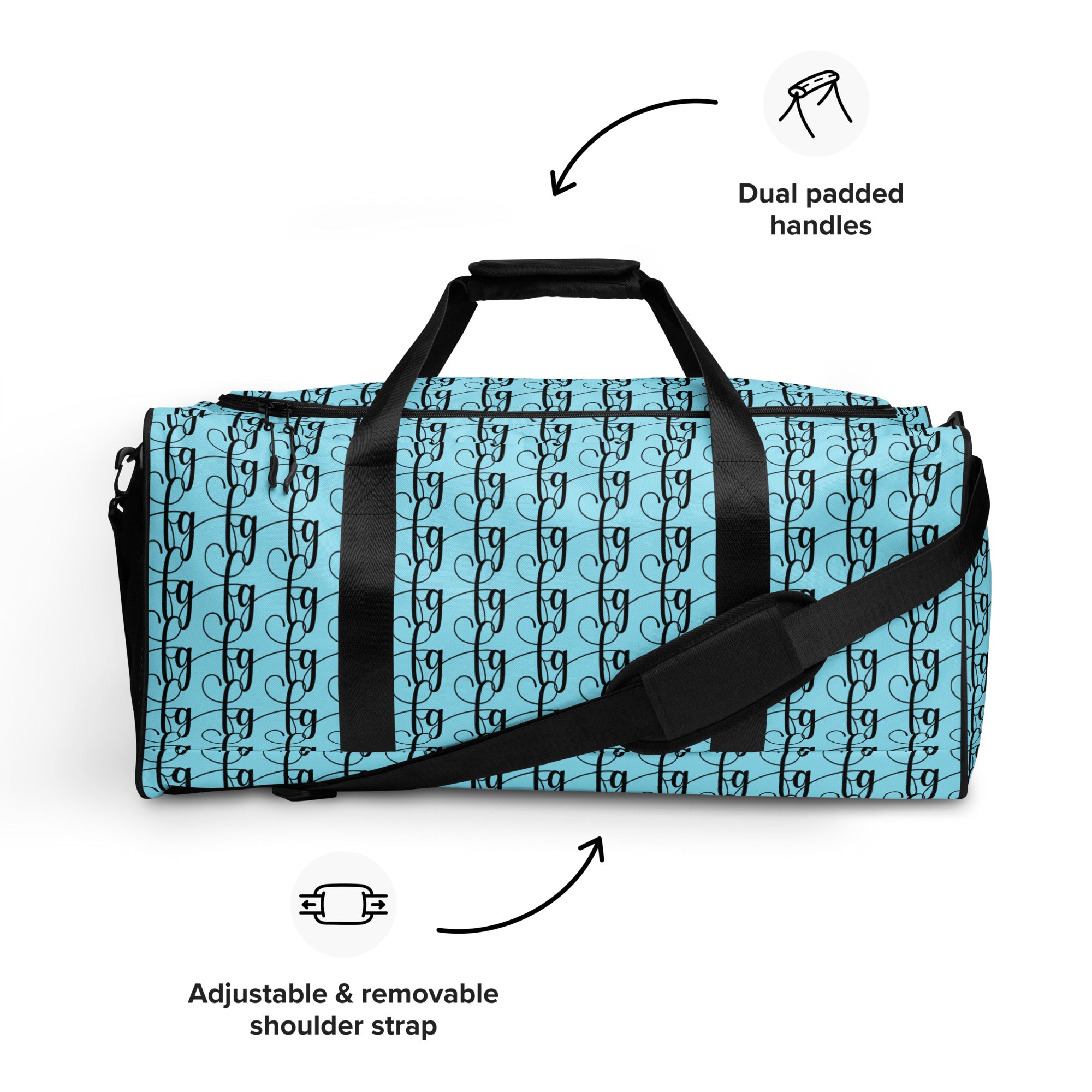 Blizzard Blue / Black FG Blocked Duffle Bag - FleekGoddess