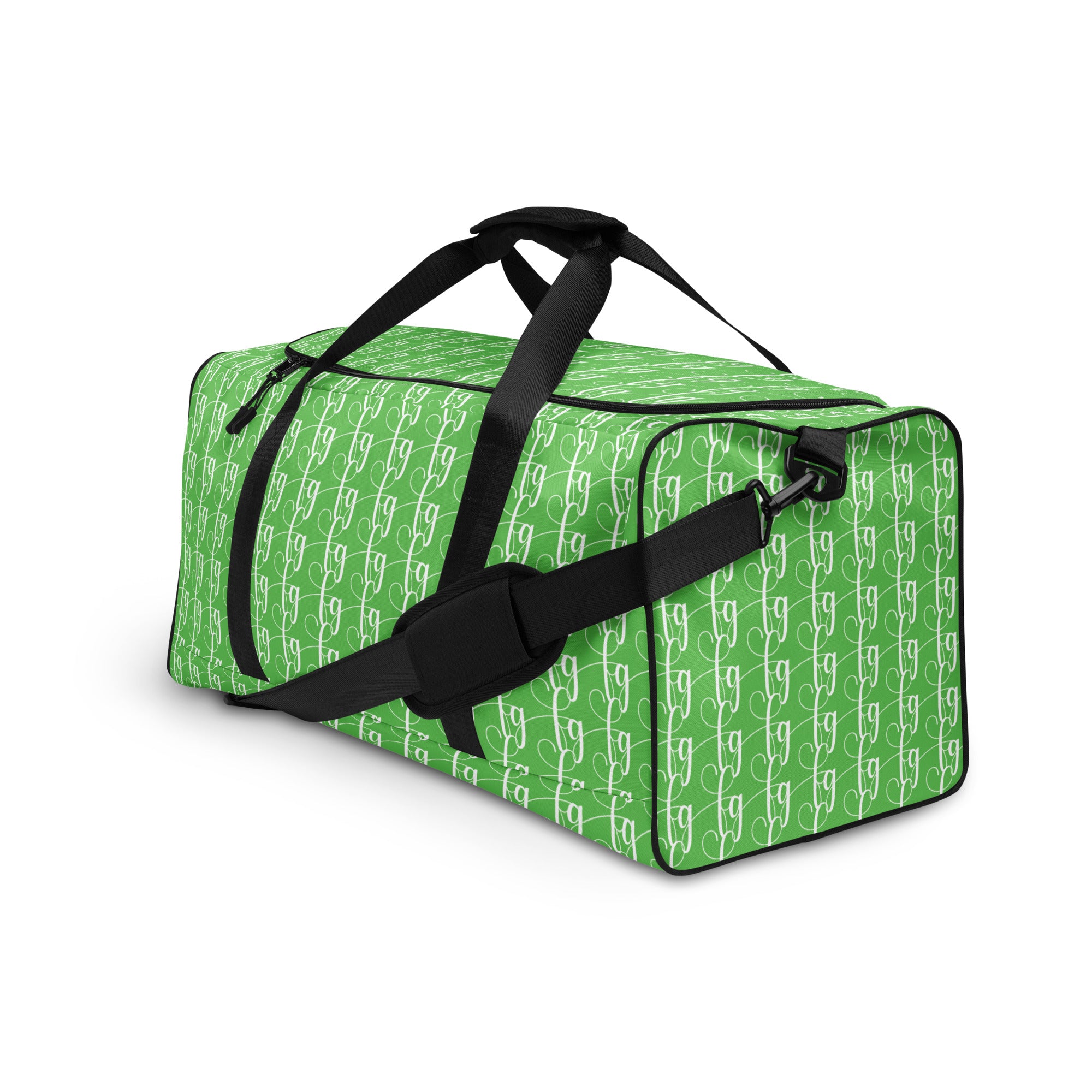 Mantis Green / White FG Blocked Duffle Bag - FleekGoddess