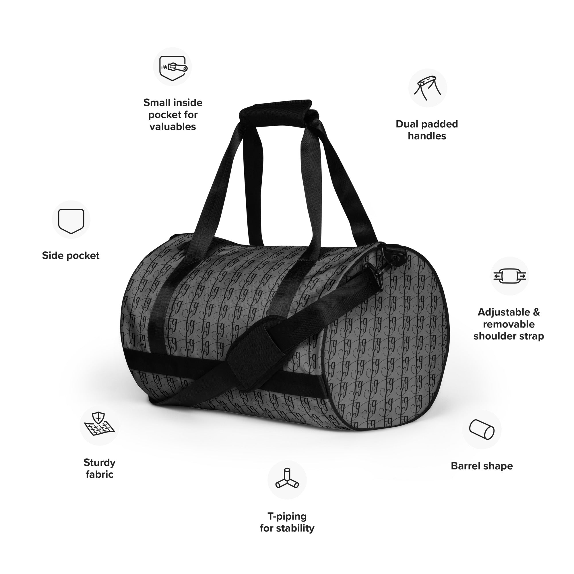 Gray / Black FG Blocked Gym Bag - FleekGoddess