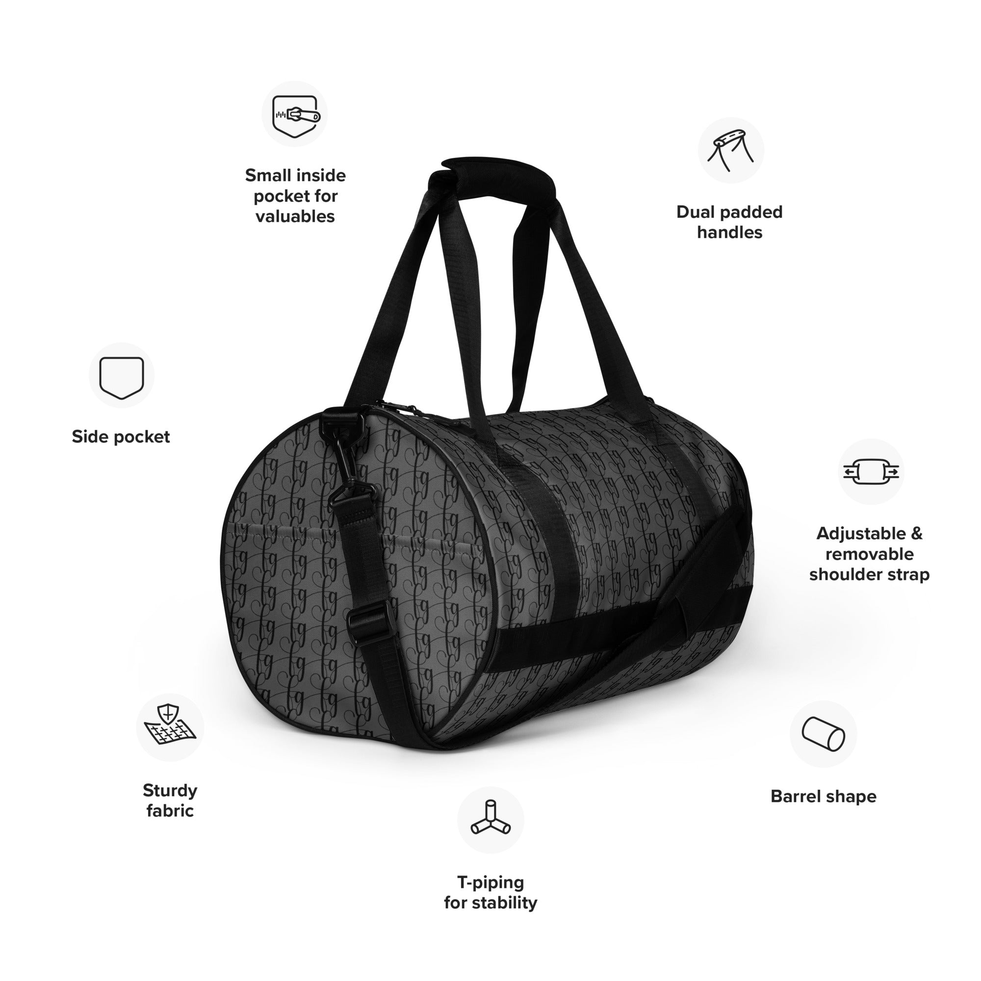 Gray / Black FG Blocked Gym Bag - FleekGoddess