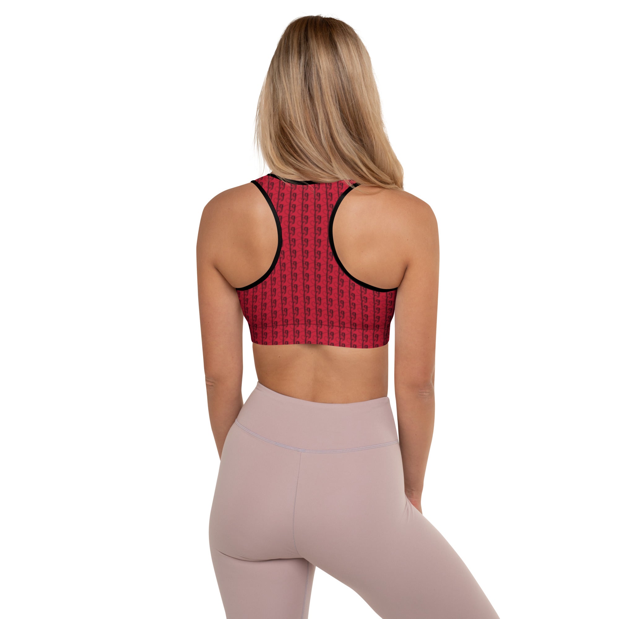 Red / Black FG Blocked Padded Sports Bra - FleekGoddess