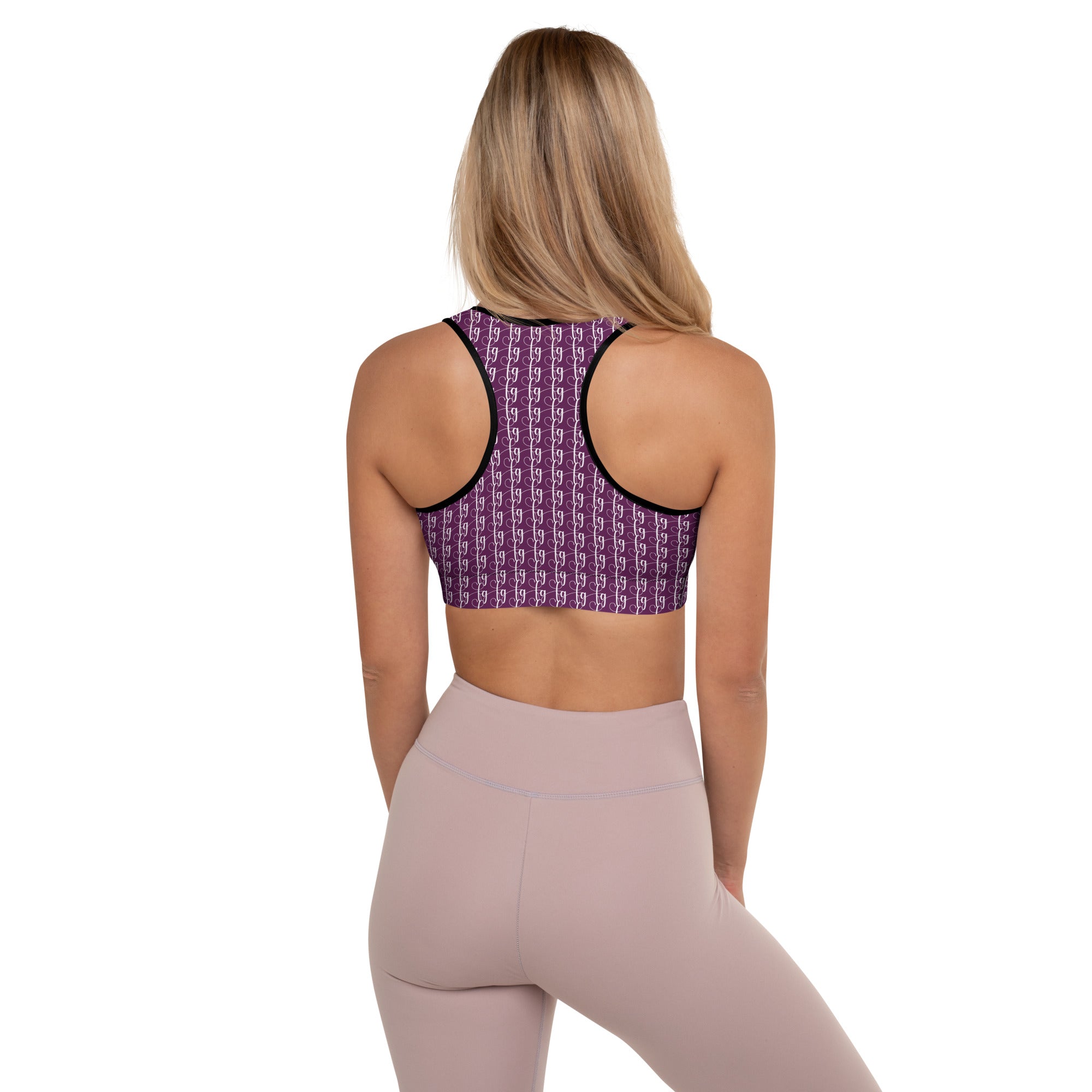 Tyrian Purple / White FG Blocked Padded Sports Bra - FleekGoddess