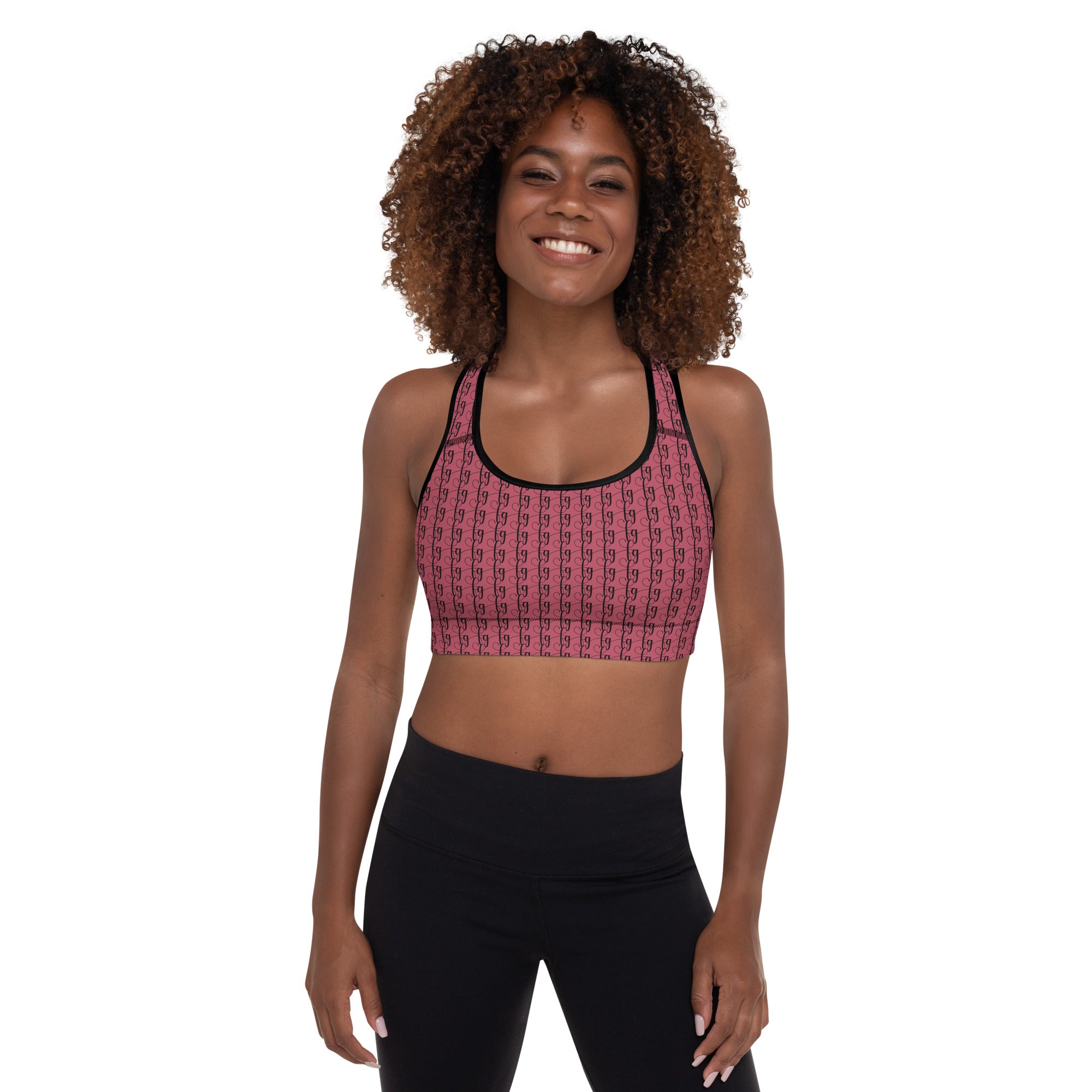 Hippie Pink / Black FG Blocked Padded Sports Bra - FleekGoddess