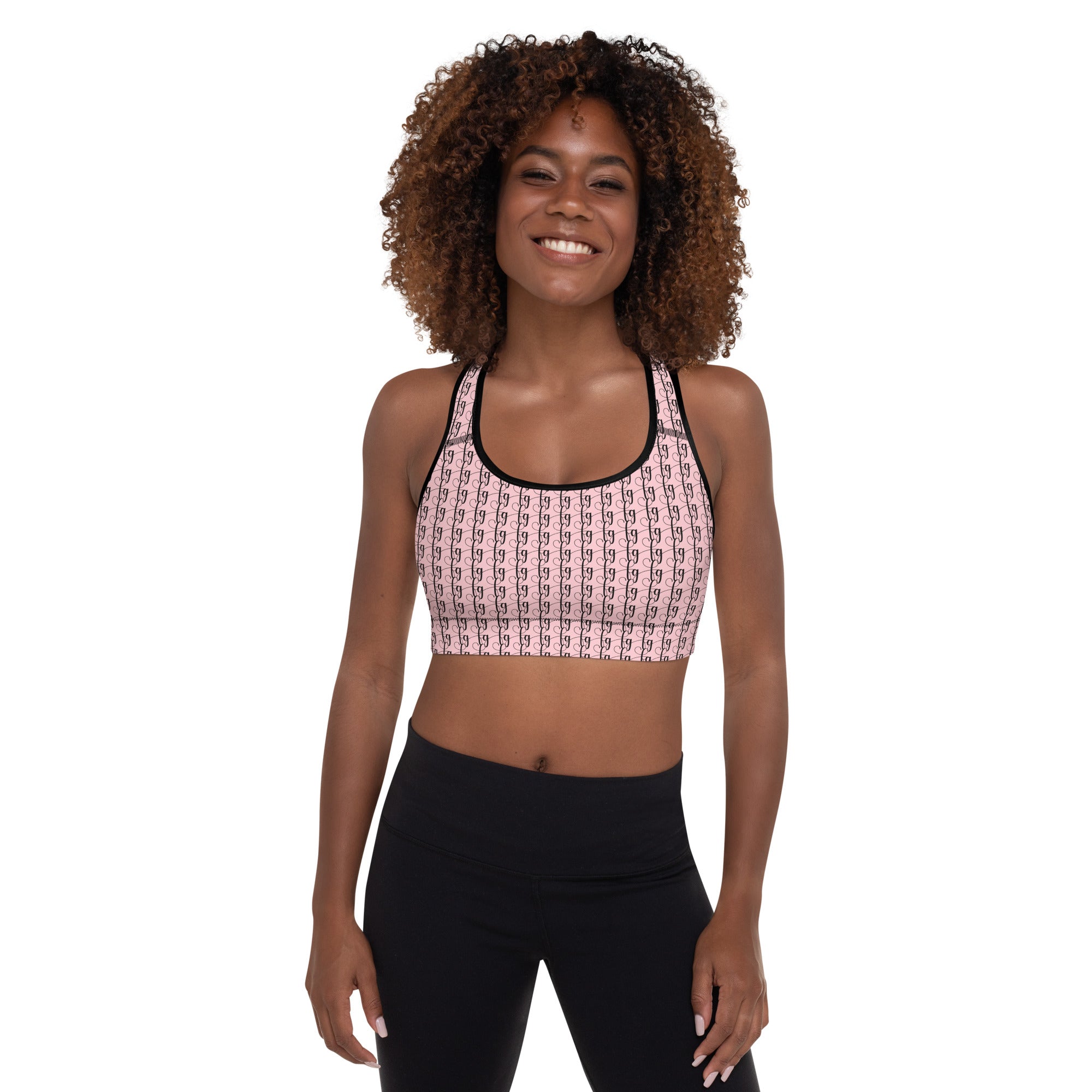 Pink / Black FG Blocked Padded Sports Bra - FleekGoddess