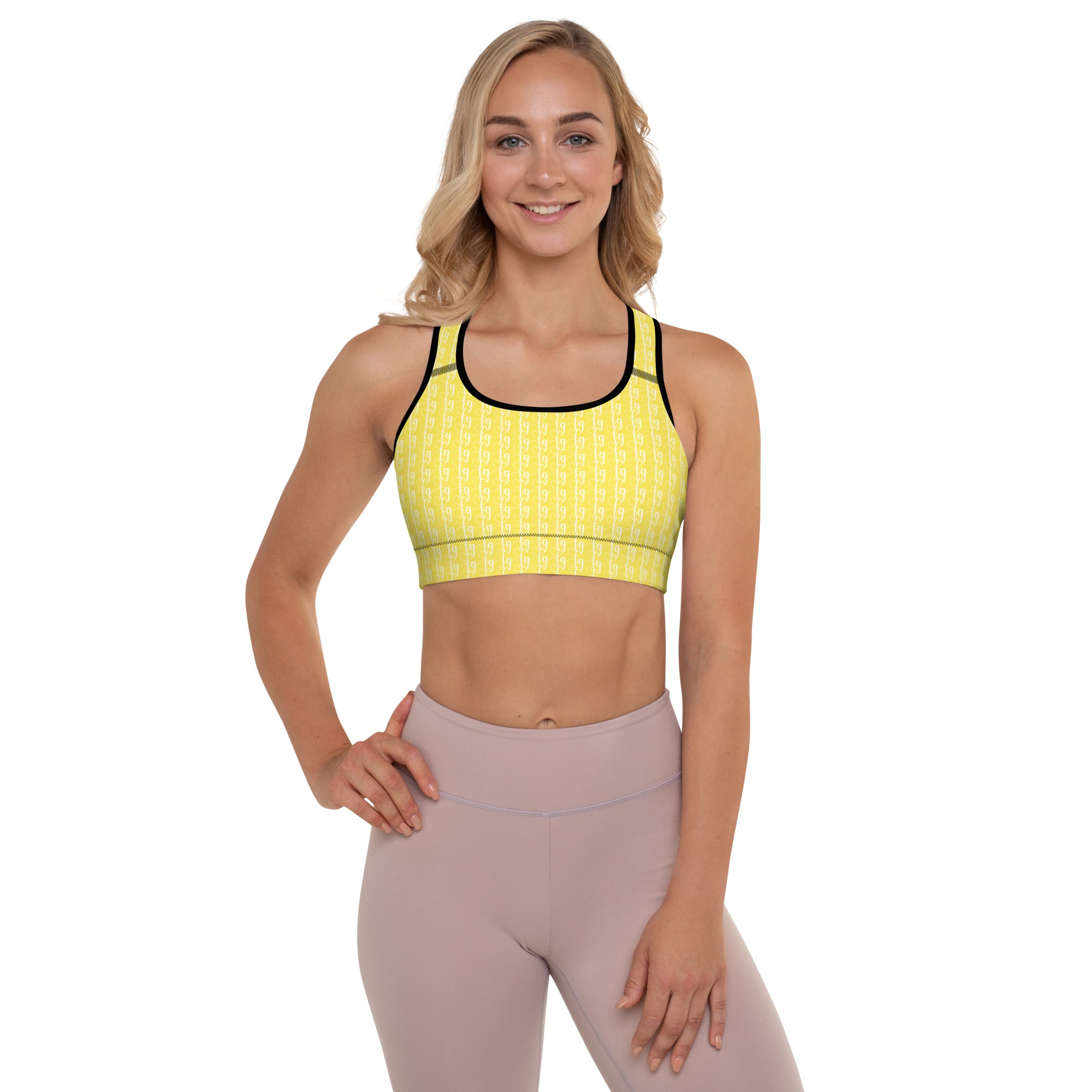 Paris Daisy Yellow / White FG Blocked Padded Sports Bra - FleekGoddess