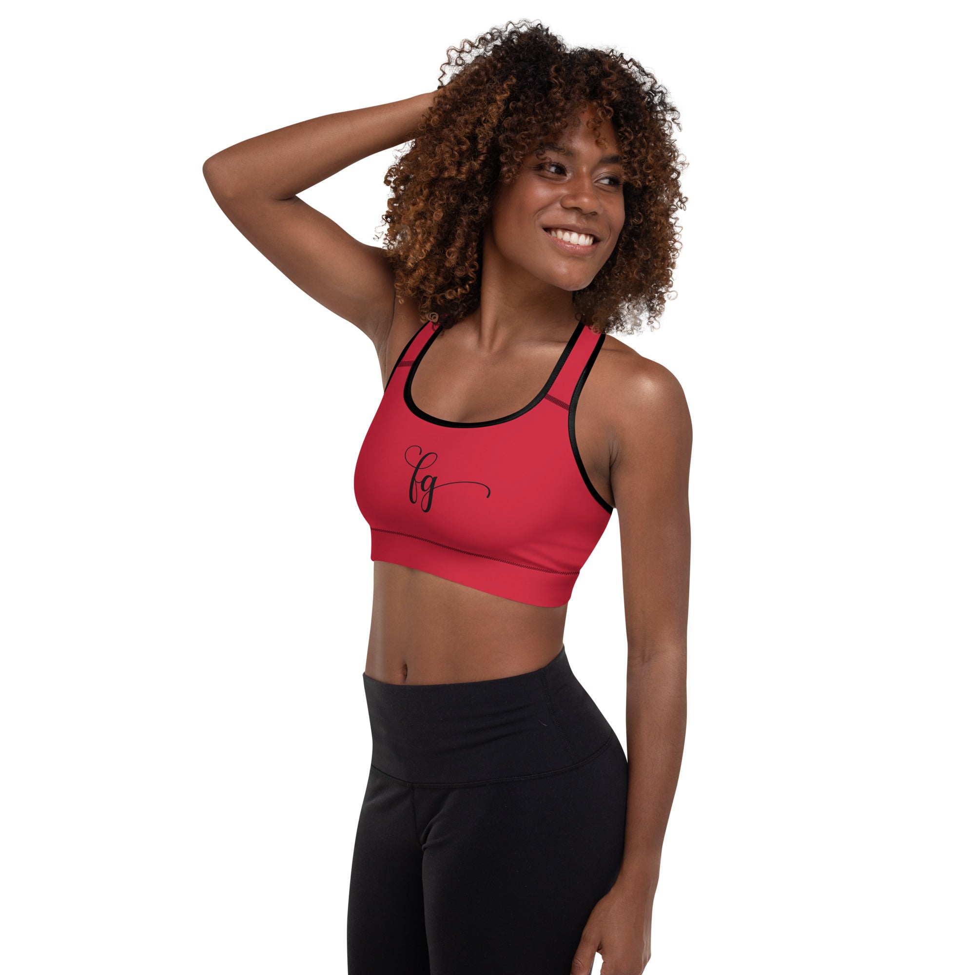 Red / Black FG Padded Sports Bra - FleekGoddess