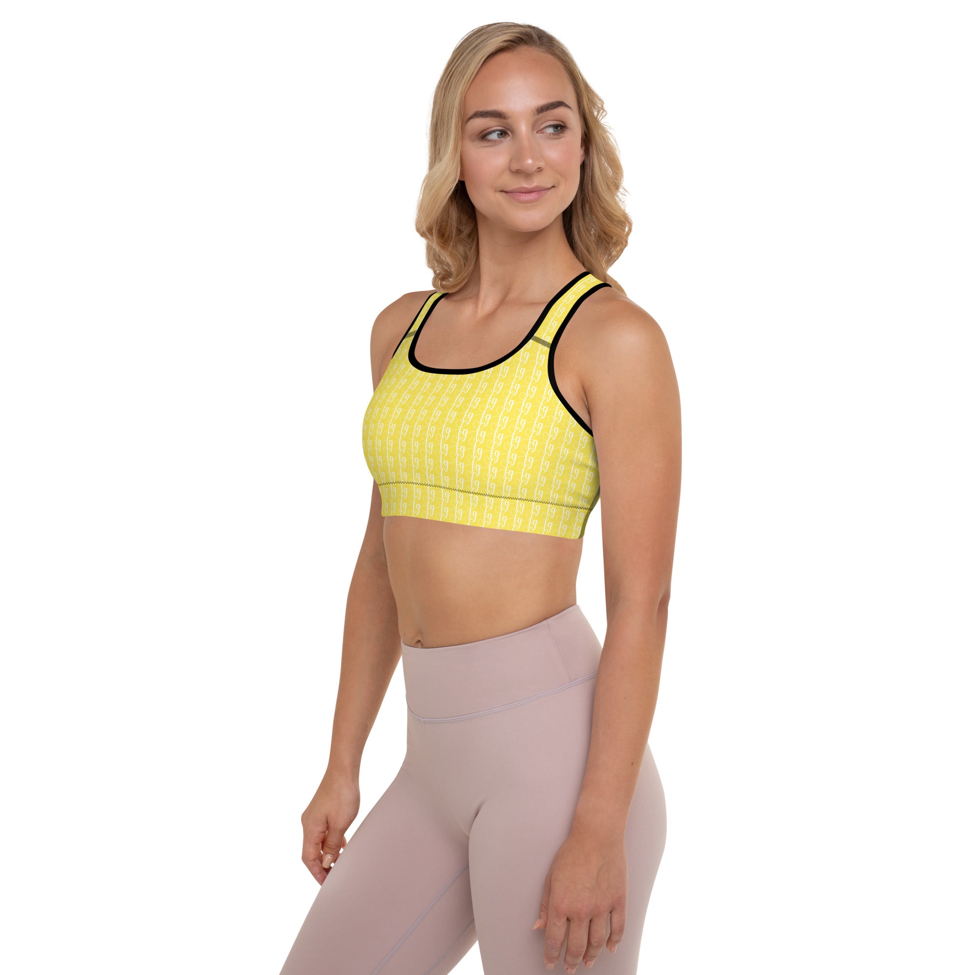 Paris Daisy Yellow / White FG Blocked Padded Sports Bra - FleekGoddess