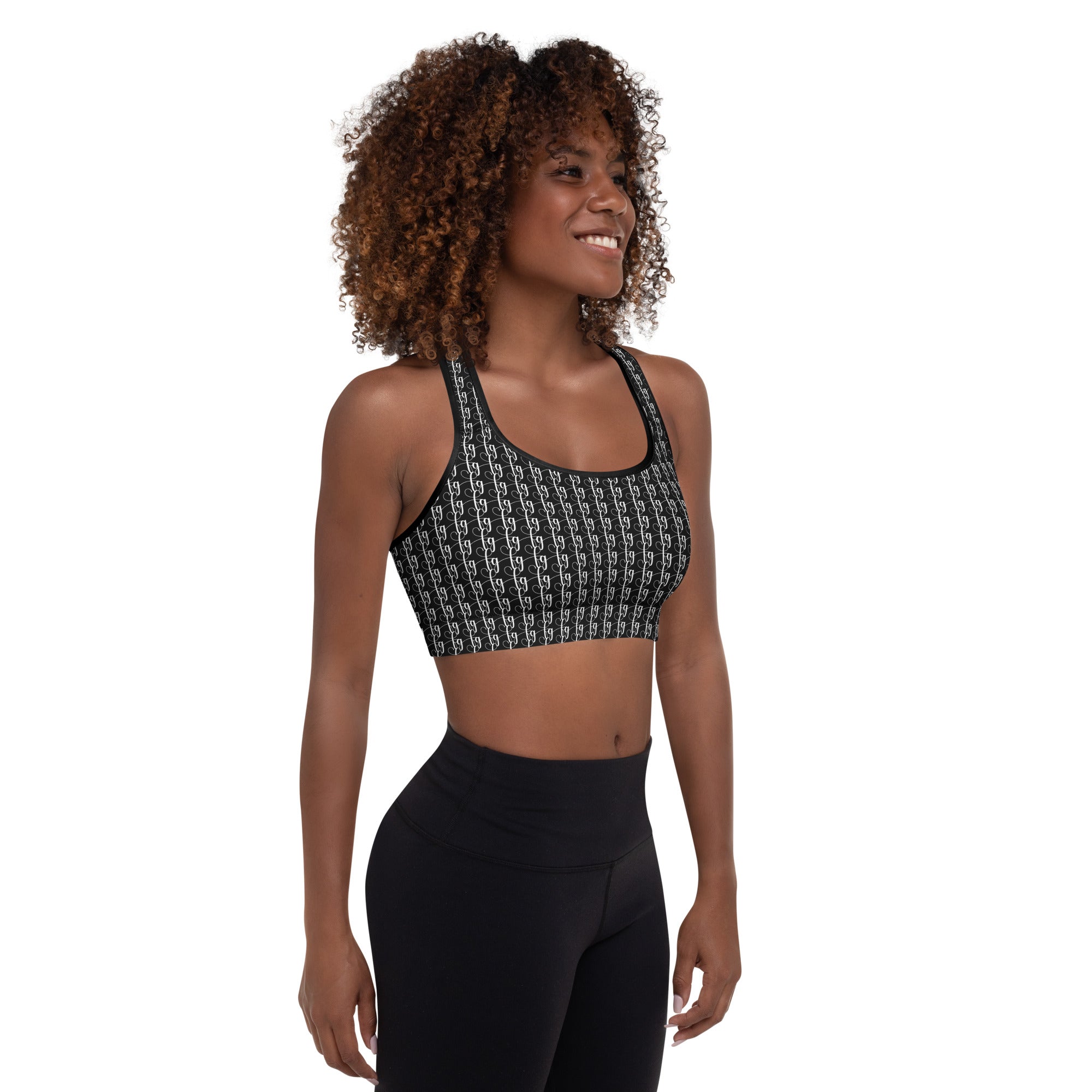 Black / White FG Blocked Padded Sports Bra - FleekGoddess