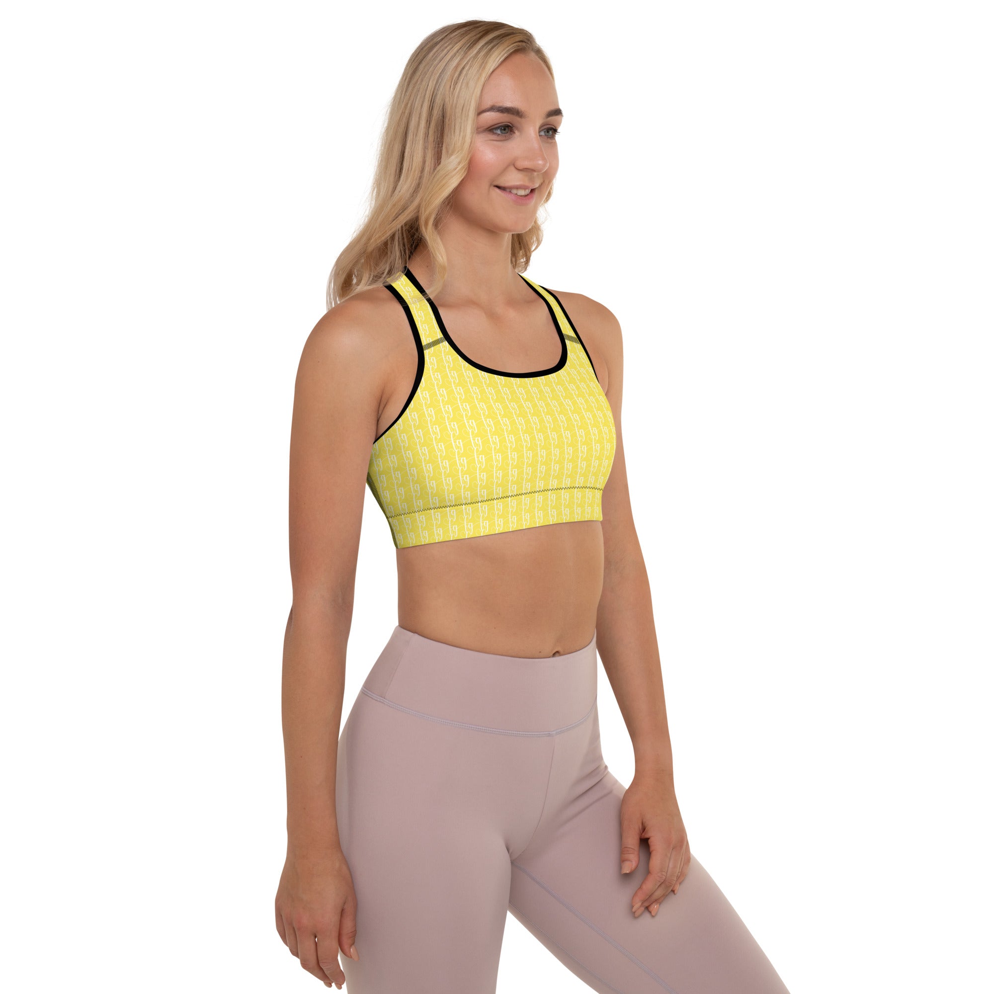 Paris Daisy Yellow / White FG Blocked Padded Sports Bra - FleekGoddess