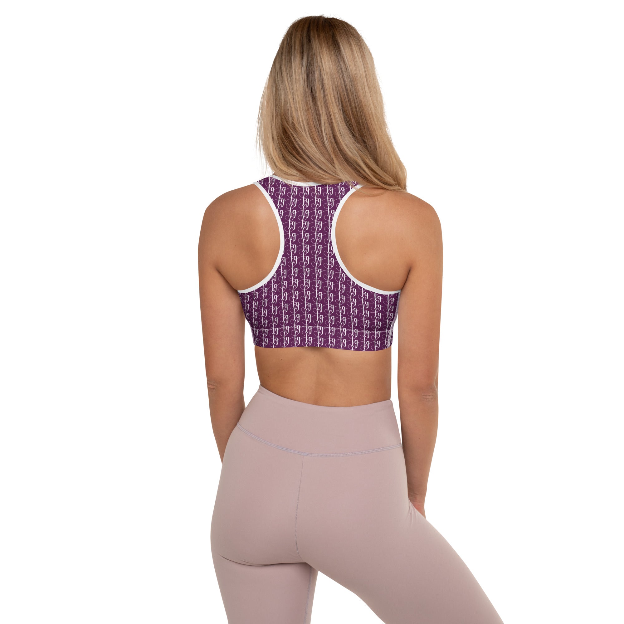 Tyrian Purple / White FG Blocked Padded Sports Bra - FleekGoddess