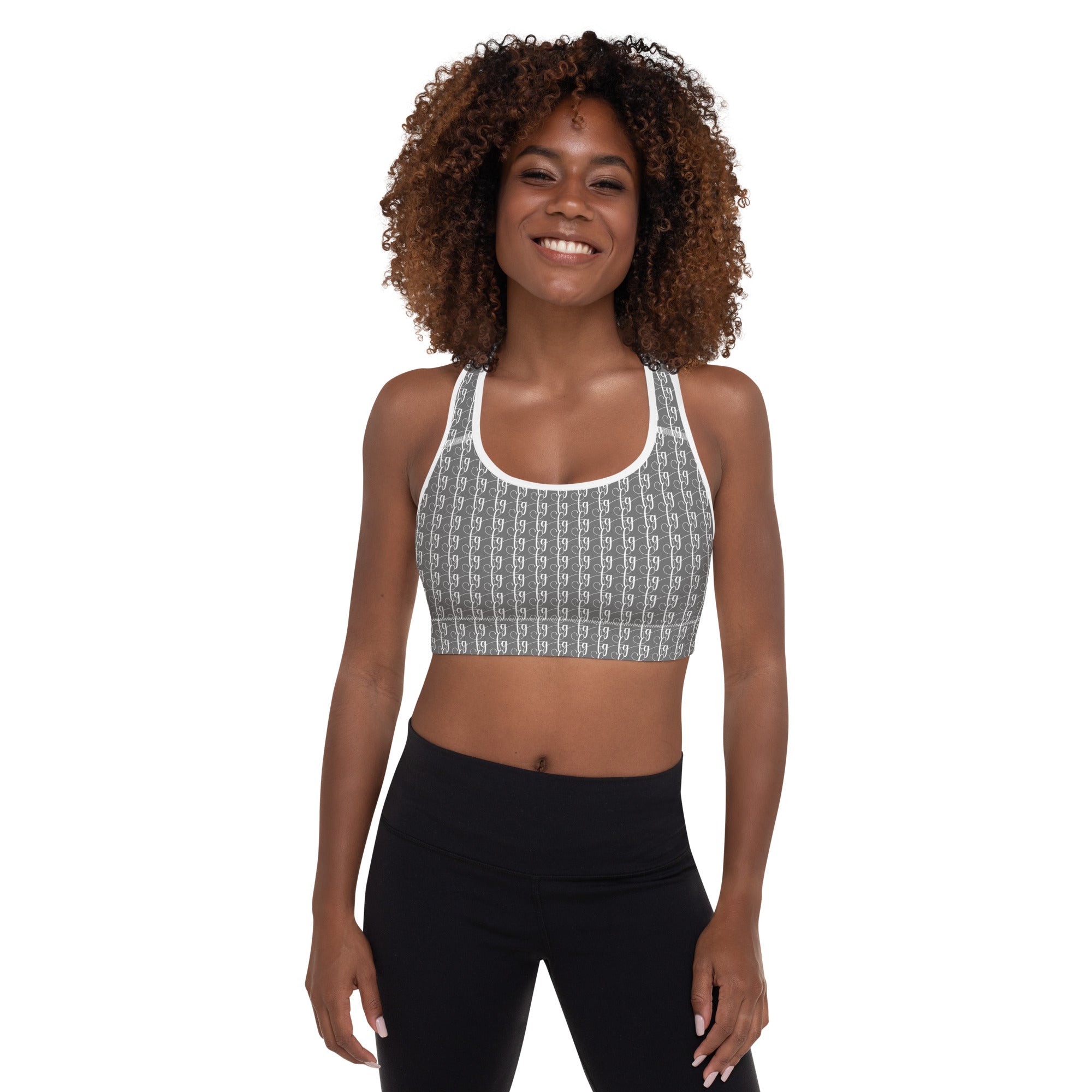 Gray / White FG Blocked Padded Sports Bra - FleekGoddess