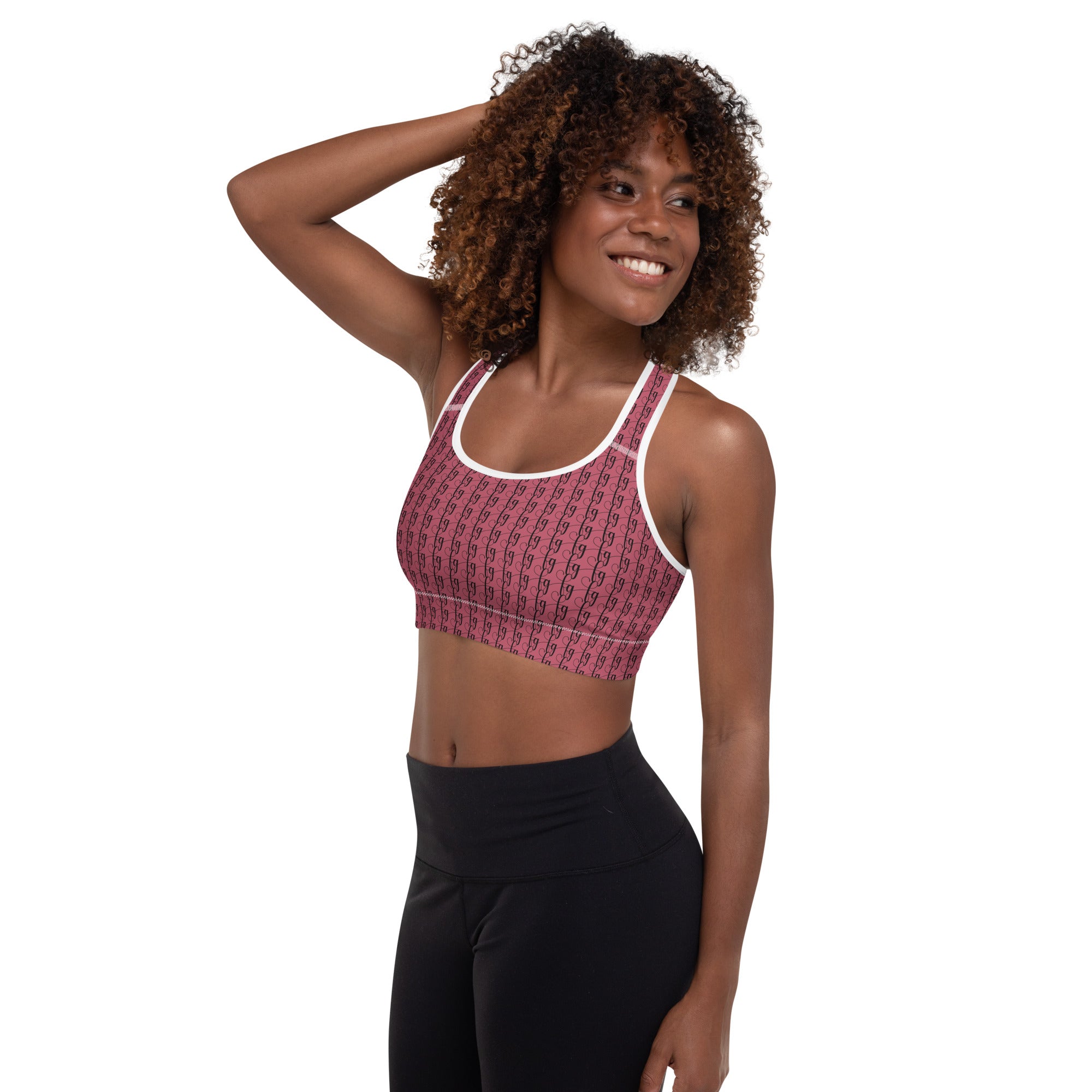 Hippie Pink / Black FG Blocked Padded Sports Bra - FleekGoddess