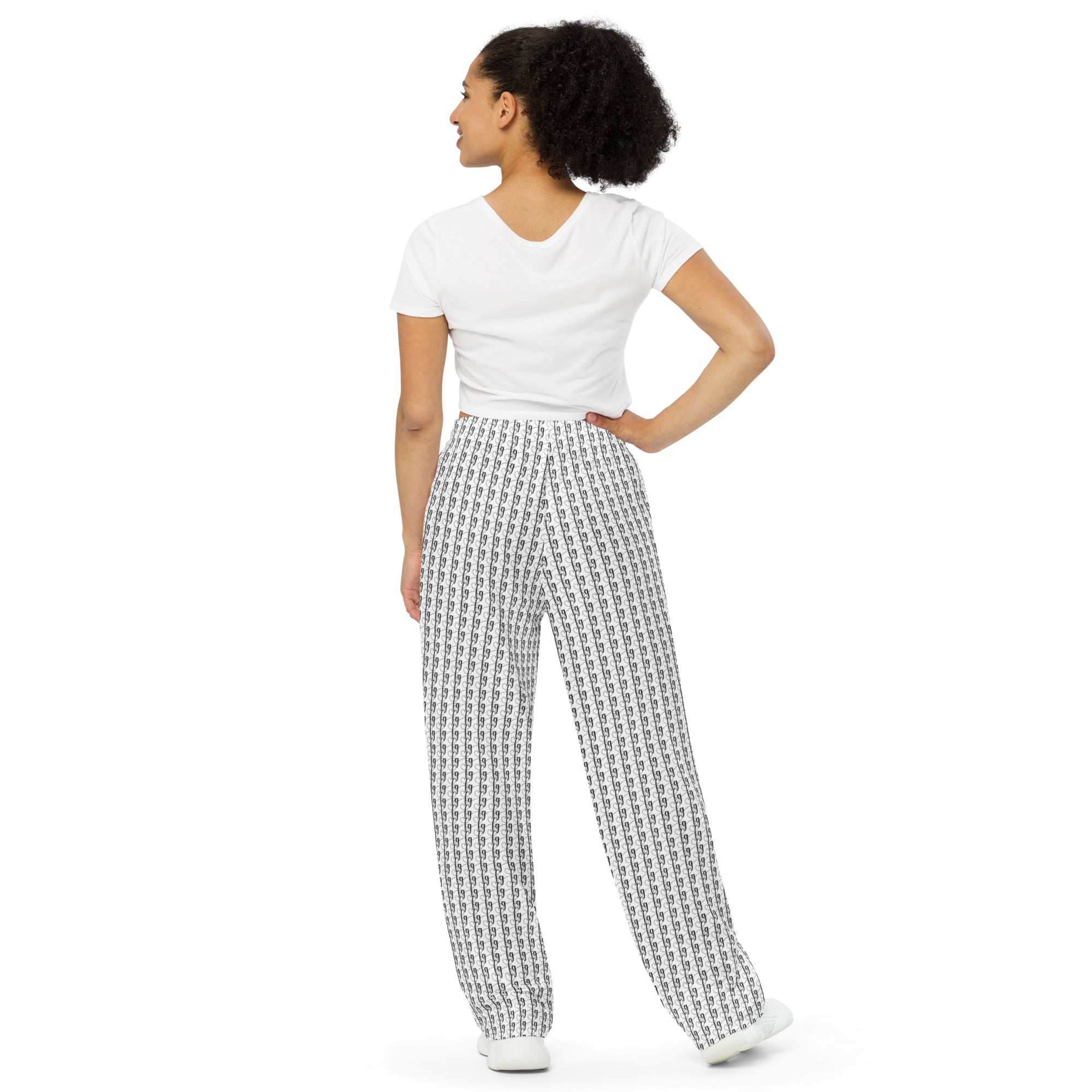 White / Black FG Blocked Wide-Leg Pants - FleekGoddess