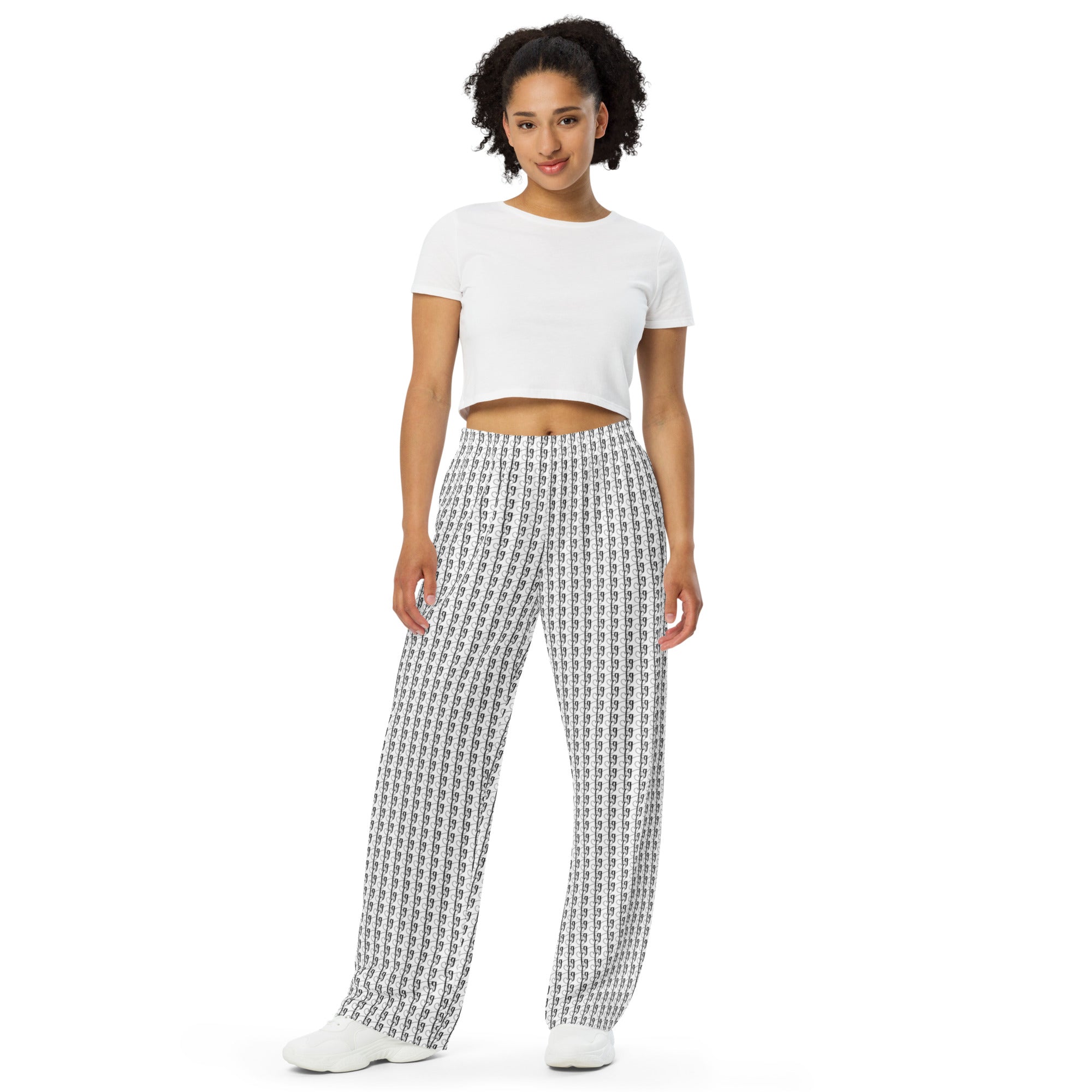 White / Black FG Blocked Wide-Leg Pants - FleekGoddess