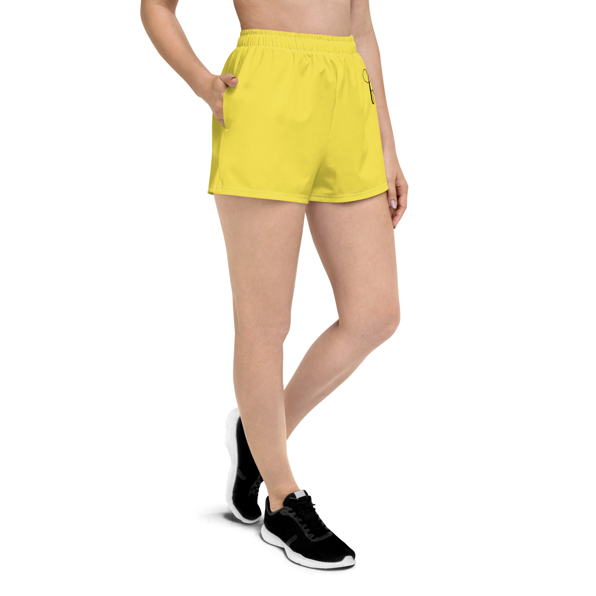 Paris Daisy Yellow / Black Athletic Shorts - FleekGoddess