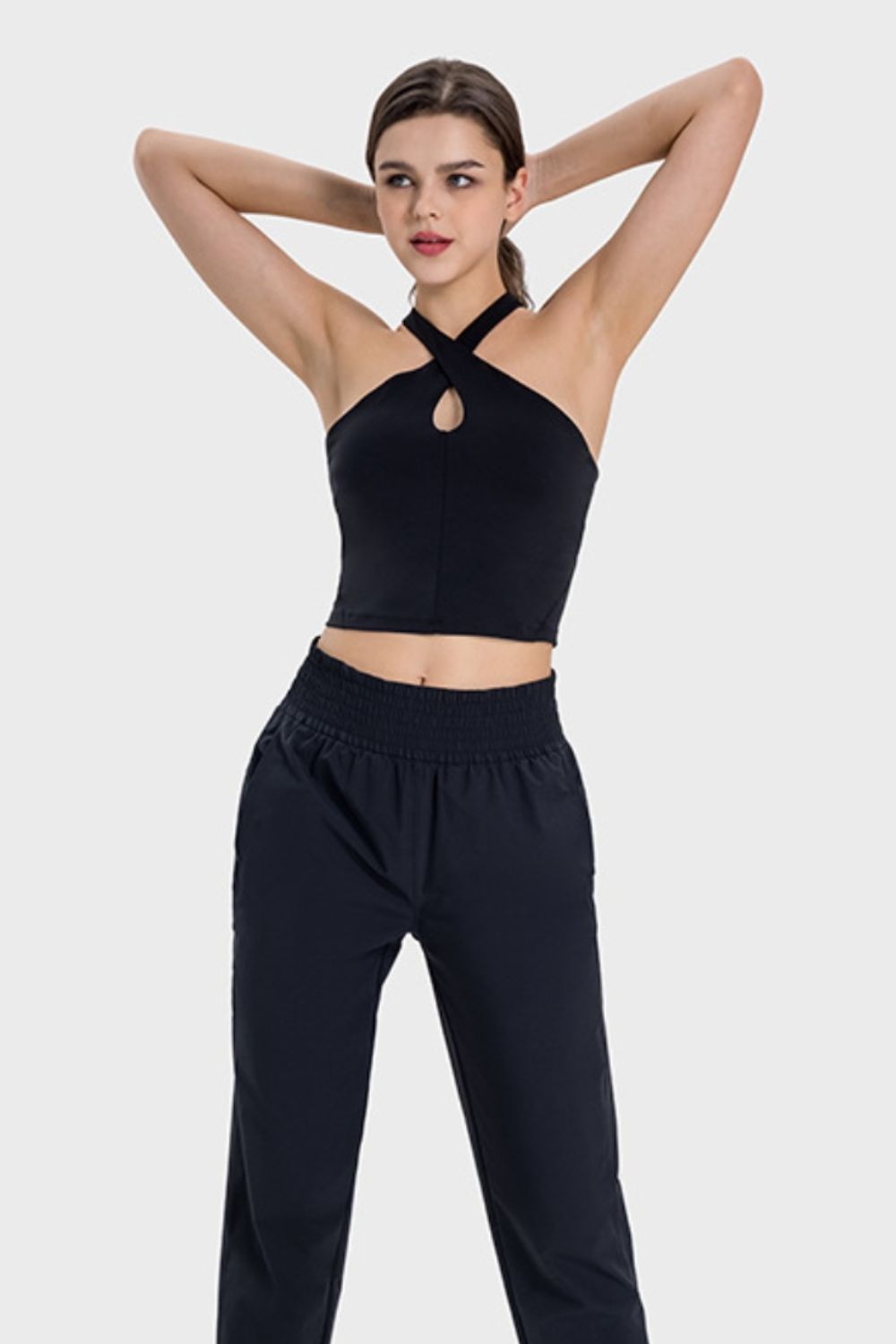 TrainTech Crisscross Grecian Neck Active Cami - FleekGoddess