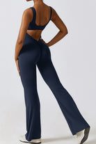 YogaFlex Cutout Ruched Bootcut Sleeveless Active Jumpsuit - FleekGoddess