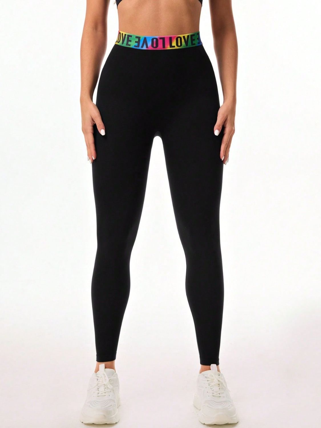 TrainTech Letter Printed High Waist Active Leggings - FleekGoddess