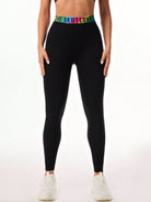 TrainTech Letter Printed High Waist Active Leggings - FleekGoddess