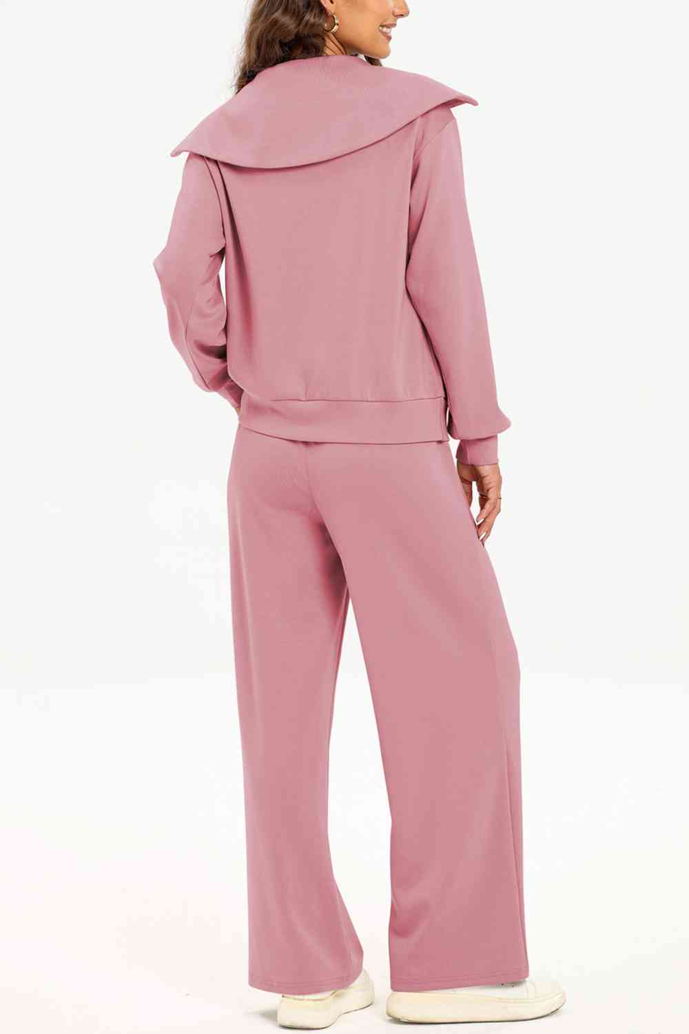 FleeceFlex Half Zip Collared Neck Sweatshirt and Pants Set - FleekGoddess