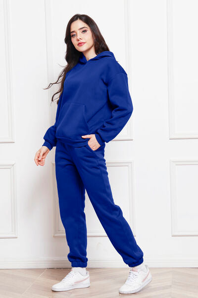 FleeceFlex Drop Shoulder Long Sleeve Hoodie and Pants Set - FleekGoddess