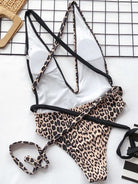 Fleek Goddess Tied Leopard Plunge One-Piece Swimwear - FleekGoddess