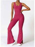 Wide Strap Bootcut Slit Active Jumpsuit - FleekGoddess