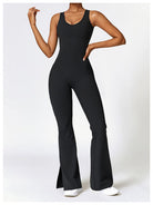 Wide Strap Bootcut Slit Active Jumpsuit - FleekGoddess