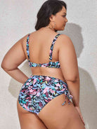 Fleek Goddess Plus Size Printed Drawstring Detail Bikini Set - FleekGoddess