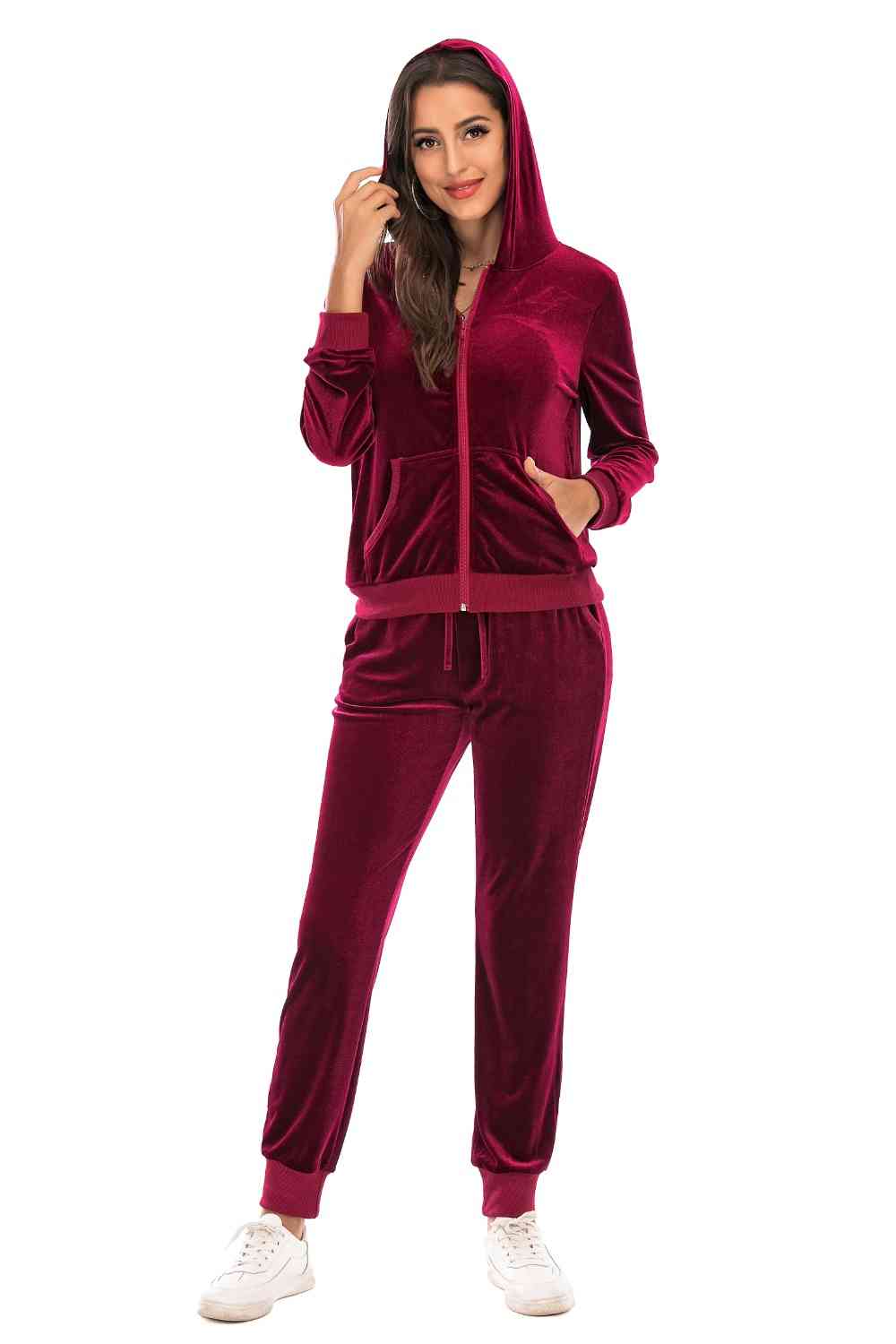 FleeceFlex Zip-Up Hooded Jacket and Pants Set - FleekGoddess