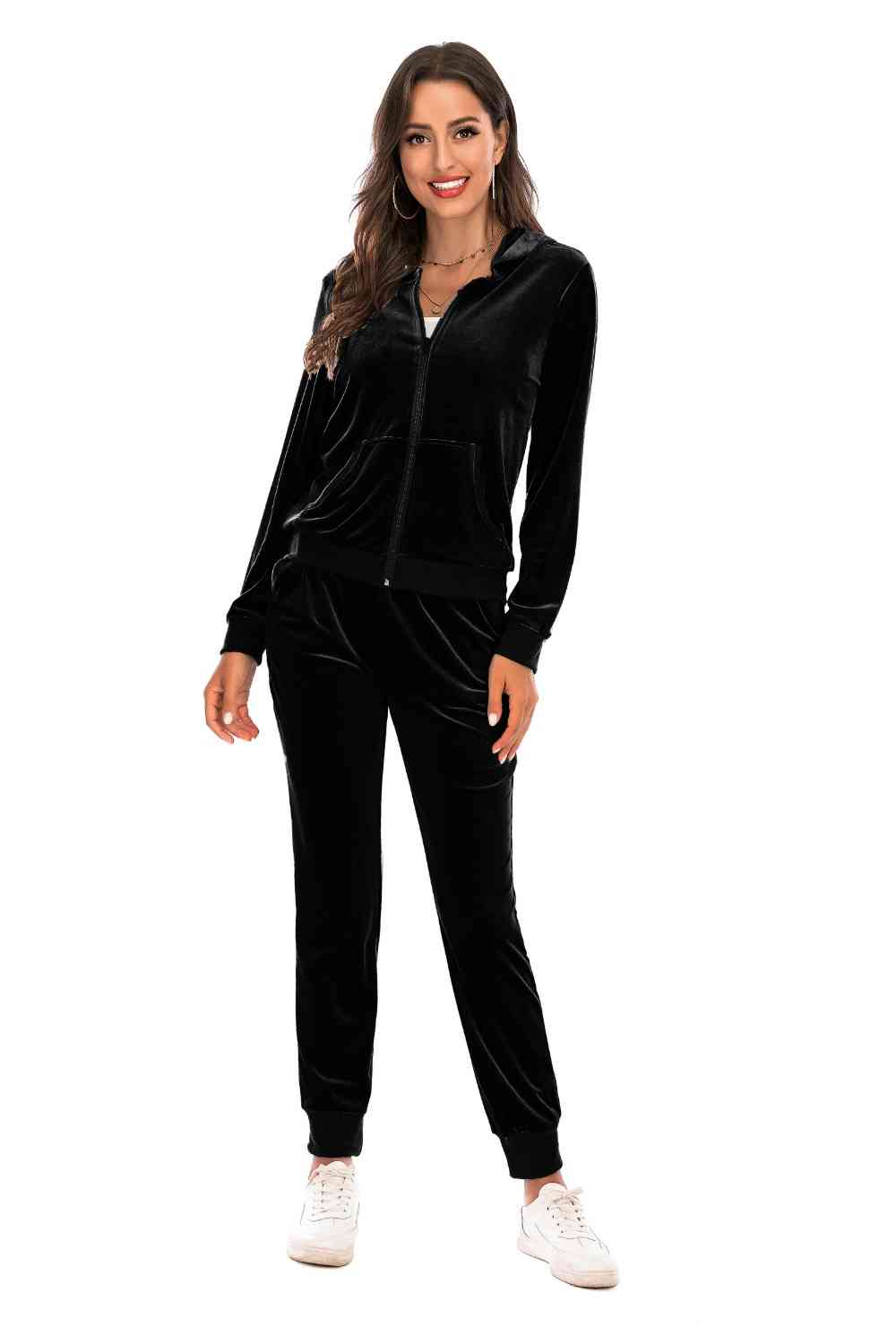 FleeceFlex Zip-Up Hooded Jacket and Pants Set - FleekGoddess