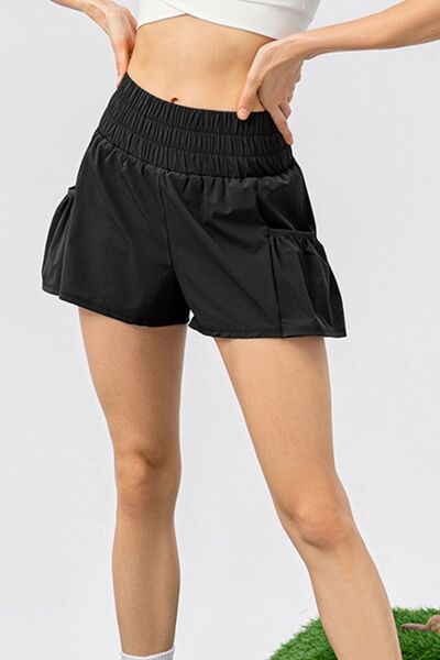 TrainTech Elastic Waist Pocketed Active Shorts - FleekGoddess