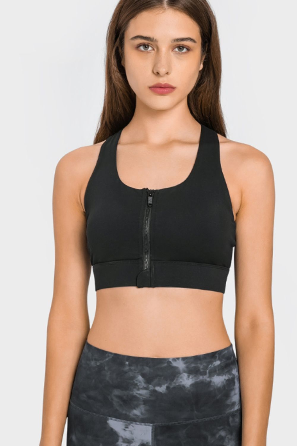 TrainTech Zip Up Racerback Sports Bra - FleekGoddess