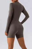 Half Zip Long Sleeve Active Romper - FleekGoddess