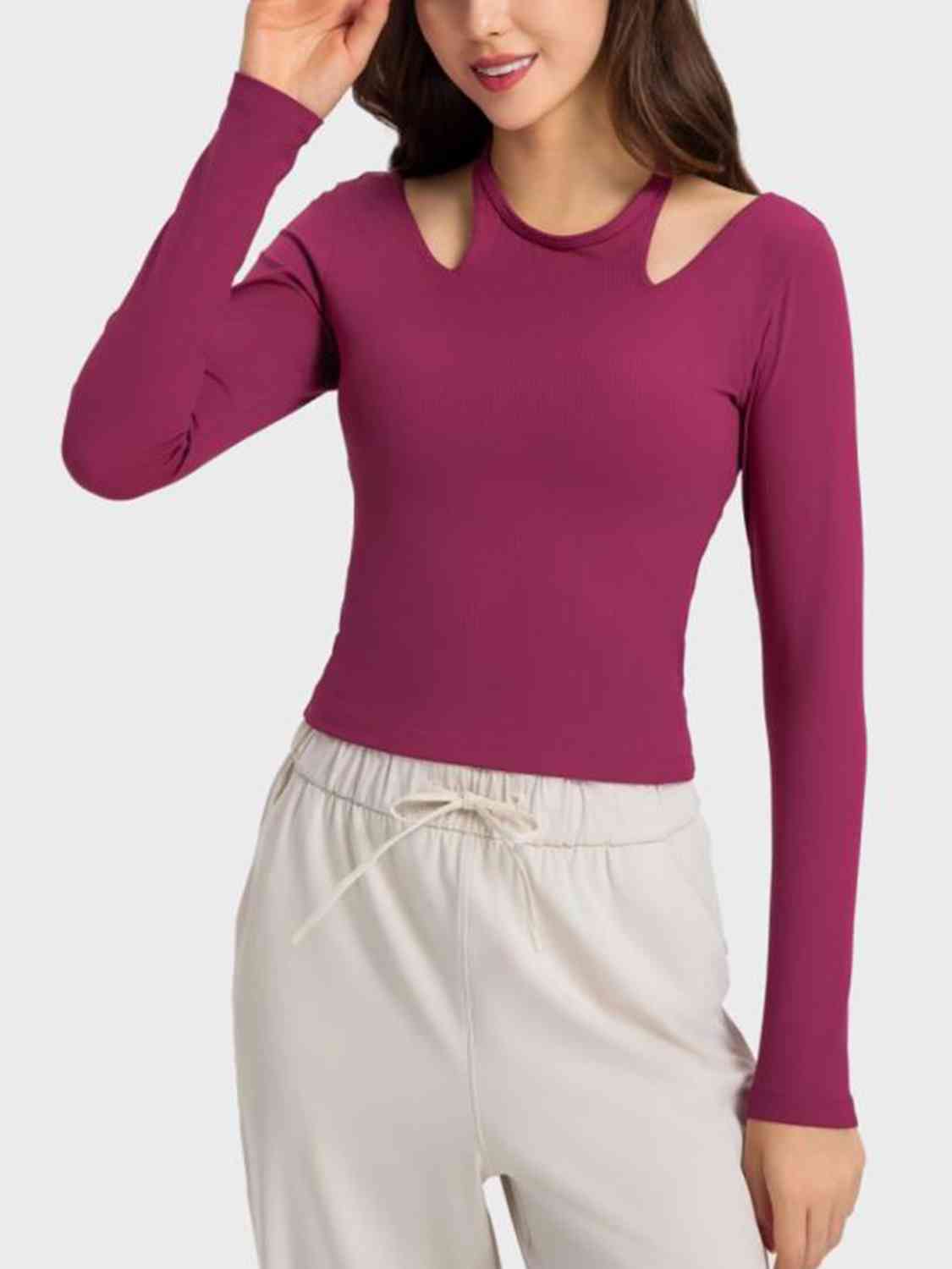 TrainTech Halter Neck Long Sleeve Sporty Top - FleekGoddess