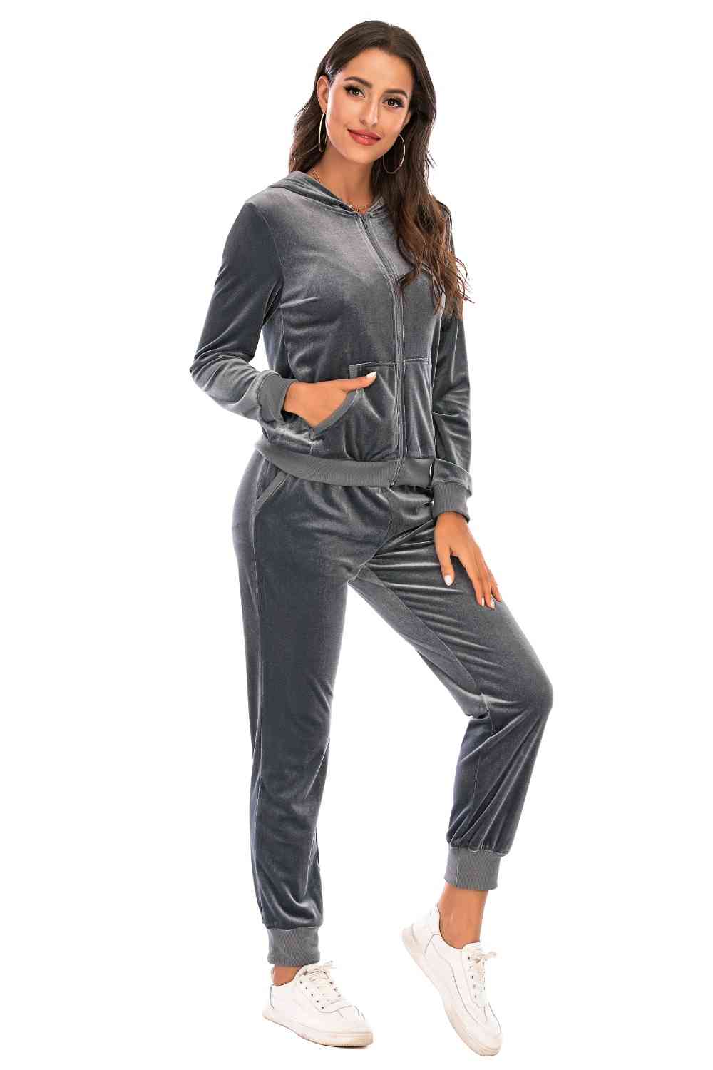 FleeceFlex Zip-Up Hooded Jacket and Pants Set - FleekGoddess