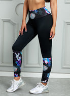 FleekGoddess Printed Wide Waistband Active Leggings - FleekGoddess