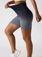 TrainTech Gradient Wide Waistband Slim Fit Sports Shorts - FleekGoddess