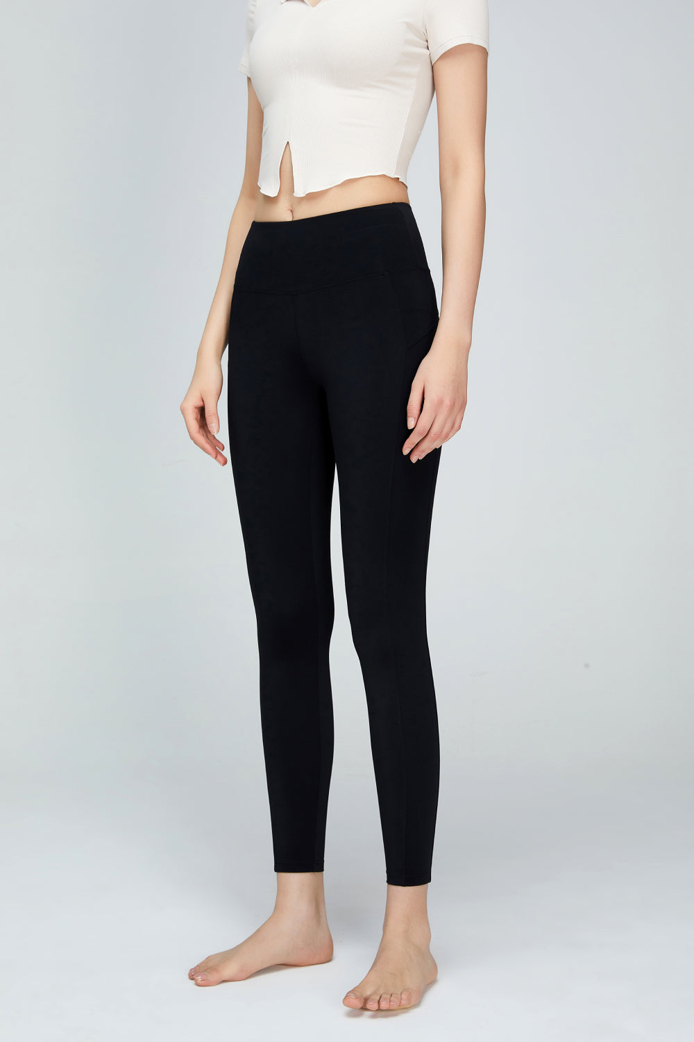 TrainTech Seam Detail Wide Waistband Sports Leggings - FleekGoddess