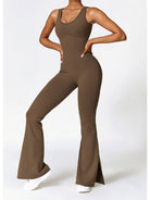 Wide Strap Bootcut Slit Active Jumpsuit - FleekGoddess