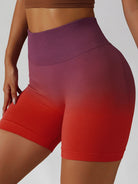 TrainTech Gradient Wide Waistband Slim Fit Sports Shorts - FleekGoddess